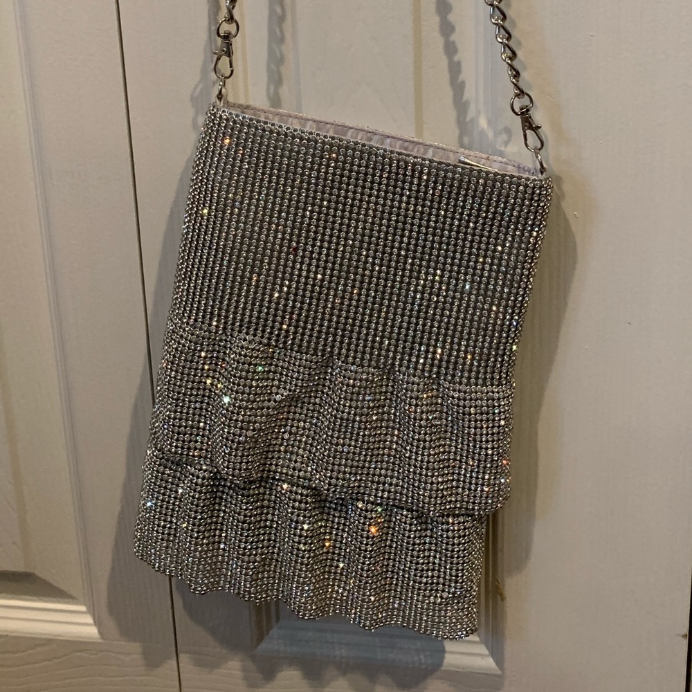 Silver studded bag with chain